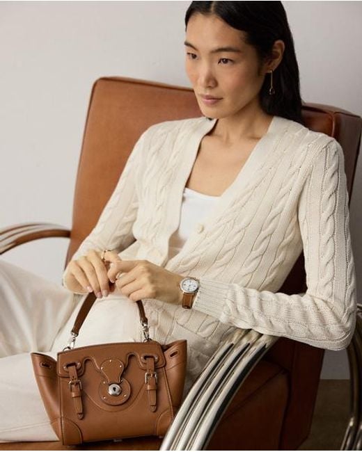 Ralph Lauren Natural Cable-Knit Silk Cardigan Sweater
