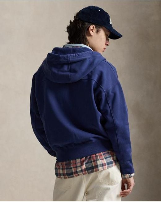 Polo Ralph Lauren Blue Relaxed Fit Loopback Fleece Hoodie for men