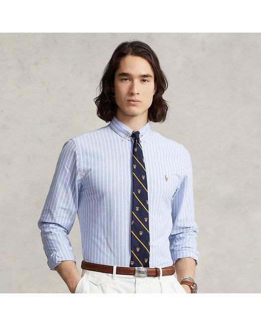 Camicia Oxford a righe Slim-Fit da Uomo di Polo Ralph Lauren in Blu | Lyst