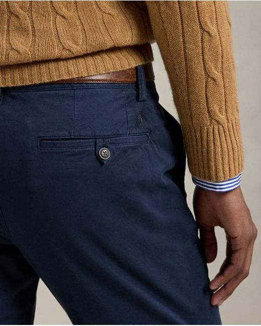 Polo Ralph Lauren Blue Washed Stretch Slim Fit Chino Trouser for men
