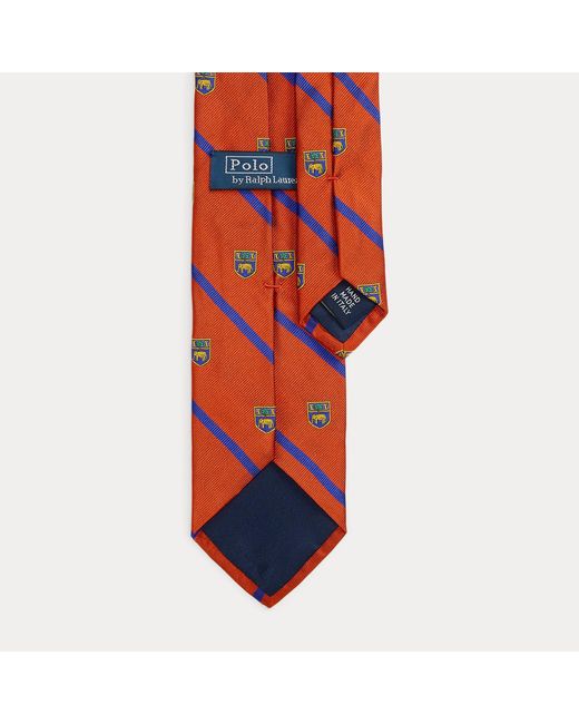 Polo Ralph Lauren Red Striped Silk Club Tie for men
