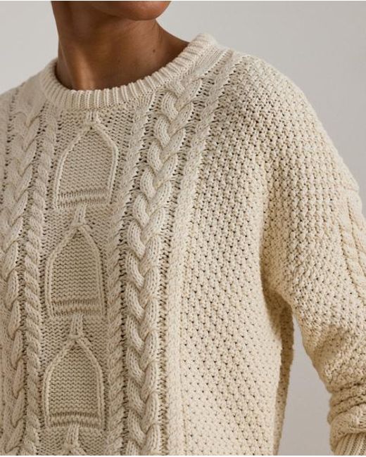 Ralph Lauren Natural Cable-Knit Cotton Crewneck Jumper