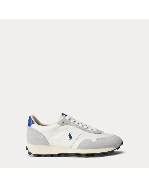 Ralph Lauren White Prl Trail 125 Suede-Mesh Trainer