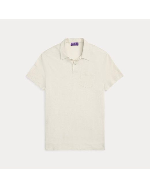 Ralph Lauren Purple Label Poloshirt aus Leinen-Baumwoll-Piqué in Natural für Herren