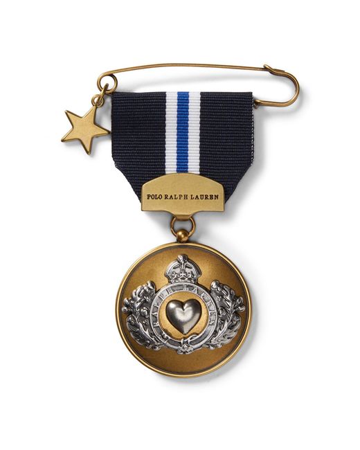Polo Ralph Lauren Blue Heart Crest-embossed-medal Pin