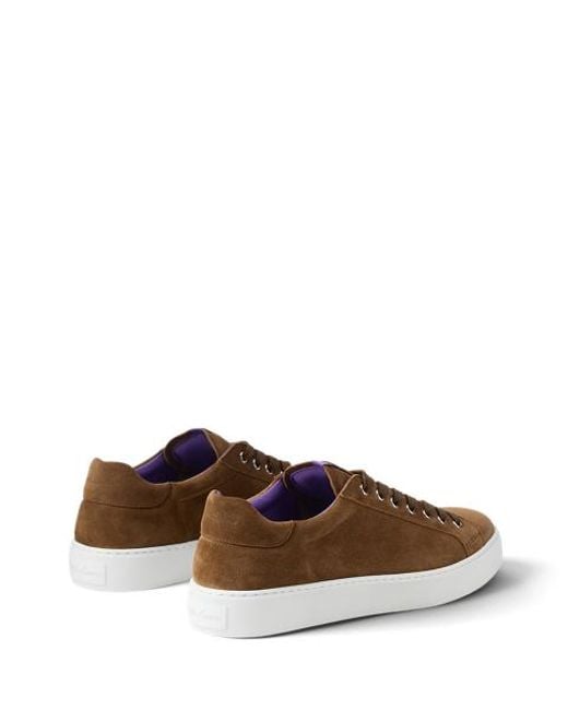 Ralph Lauren Brown Severn Calf-Suede Sneaker for men