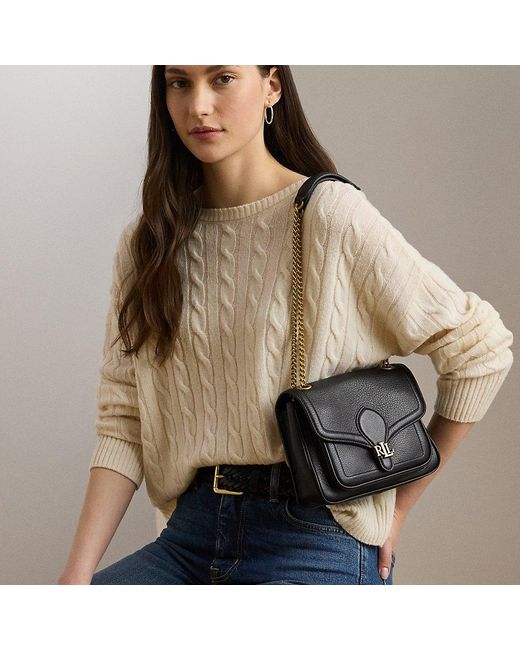 Borsa Bradley piccola pelle martellata di Ralph Lauren in Black