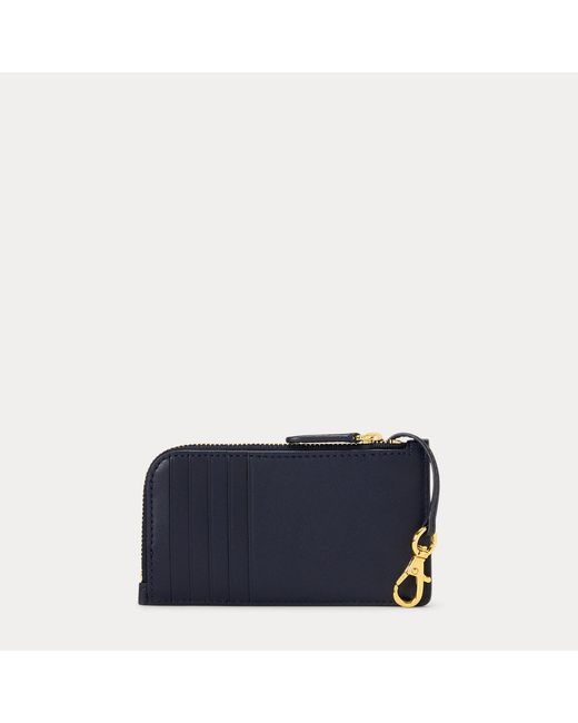 Ralph Lauren Blue Leather L-Zip Card Case