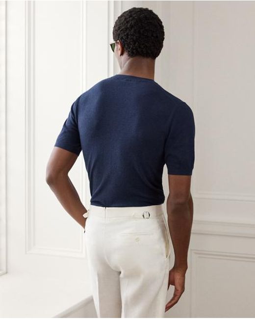 Ralph Lauren Blue Silk-Blend Short-Sleeve Jumper for men