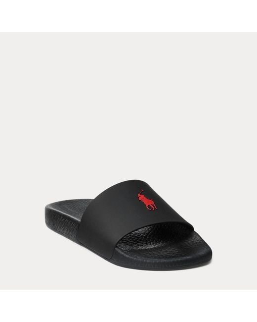 Polo Ralph Lauren Black Signature Pony Slide for men