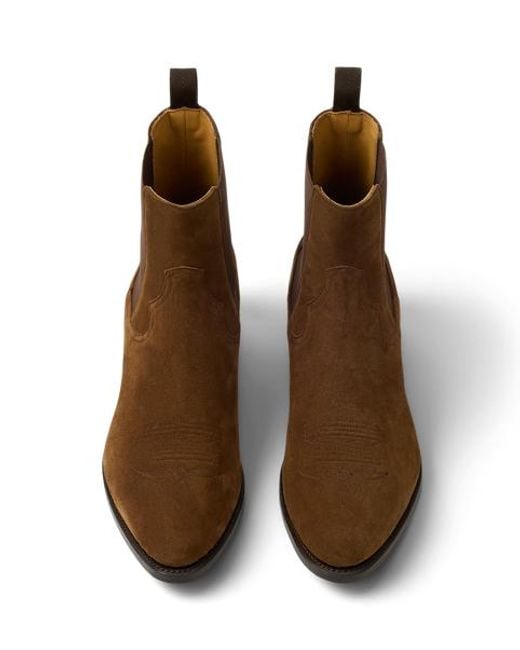 Ralph Lauren Brown Calf-Suede Chelsea Western Boot for men