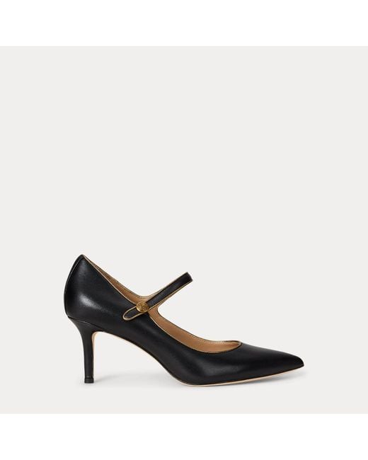 Ralph Lauren Black Lanette Metallic-Trim Mary Jane Pump