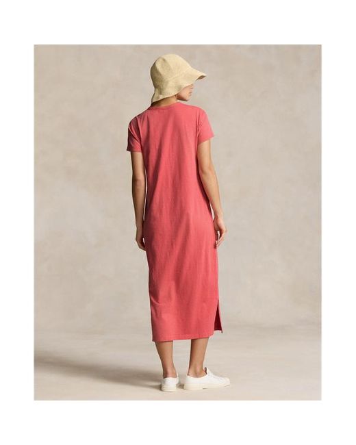 Polo Ralph Lauren Red Cotton Crewneck Pocket T-shirt Dress