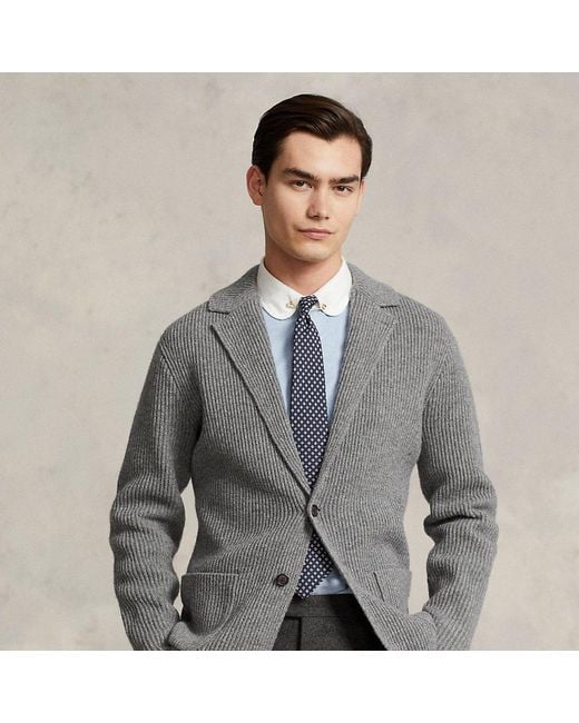 Cardigan a blazer in misto lana da Uomo di Polo Ralph Lauren in Grigio |  Lyst