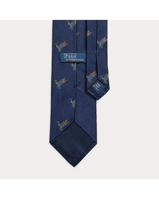 Polo Ralph Lauren Blue Graduate Mallard-Patterned Silk Tie for men