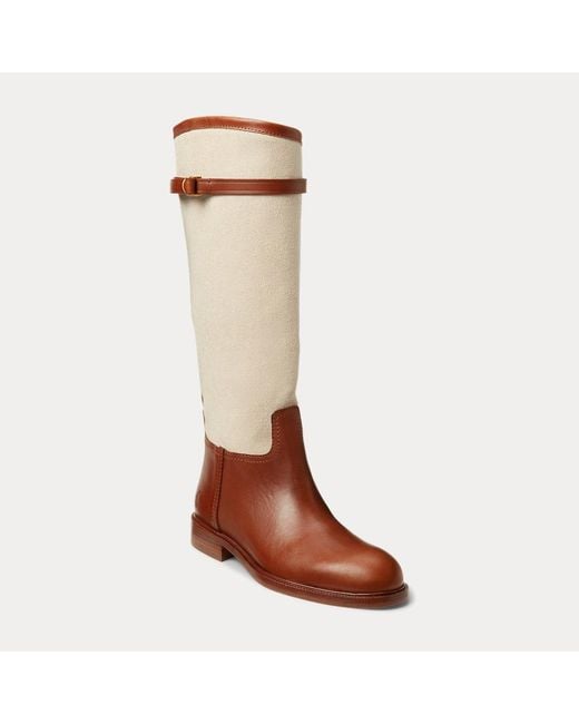 Polo Ralph Lauren Brown Canvas-leather Riding Boot