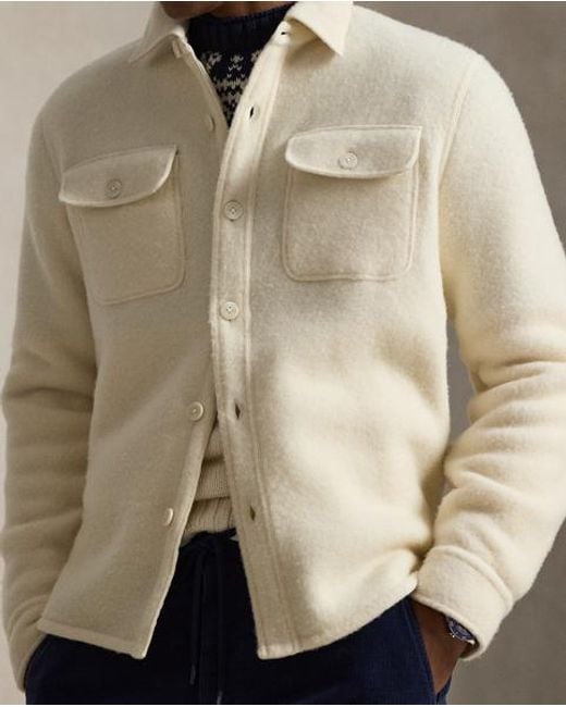 Surchemise En Laine Mélangée Feutrée Polo Ralph Lauren pour homme en coloris Natural
