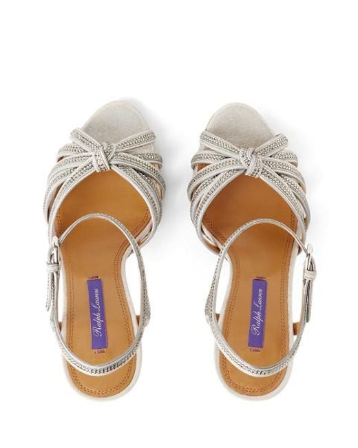 Ralph Lauren White Verzierte Sandale Kieran Aus Wildleder