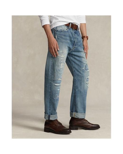 Polo Ralph Lauren Classic Fit Vintage Distressed Jeans in het Blue voor heren