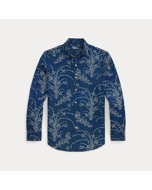 Polo Ralph Lauren Blue Classic Fit Floral Linen Shirt for men