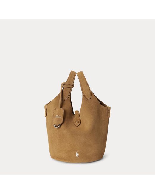Polo Ralph Lauren Brown Polo Play Suede Small Tote & Crossbody
