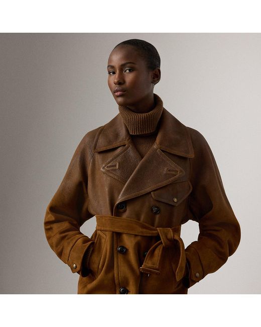 Ralph Lauren Brown Eldridge Lambskin Moto Jacket