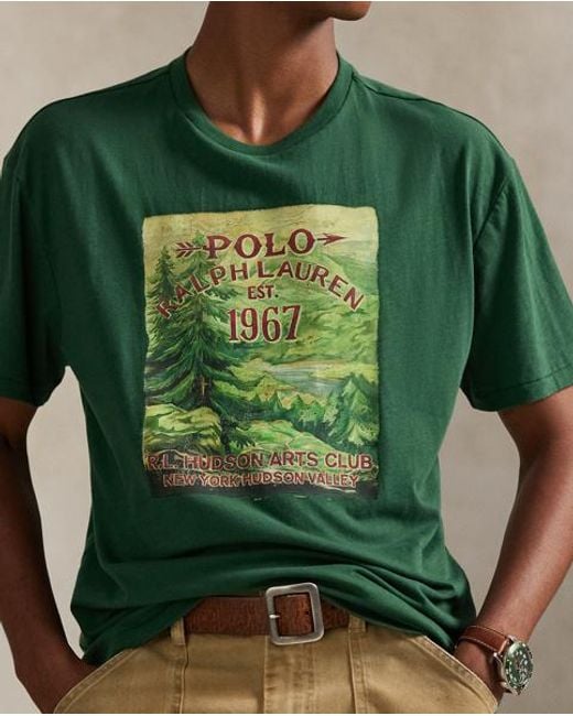 Polo Ralph Lauren Green Classic Fit Jersey Graphic T-Shirt for men