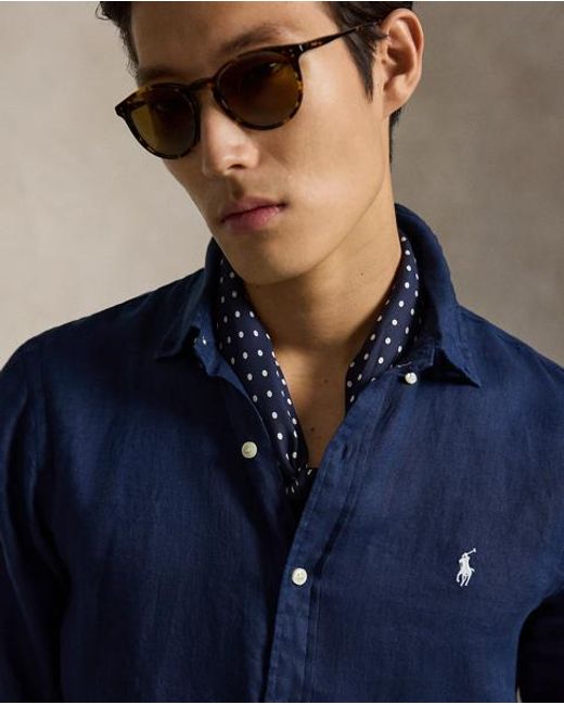 Polo Ralph Lauren Green Slim Fit Linen Shirt for men
