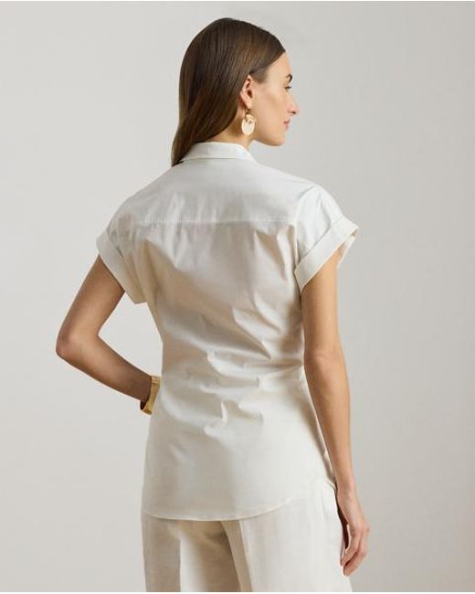 Ralph Lauren Natural Twist-Front Cotton Short-Sleeve Shirt
