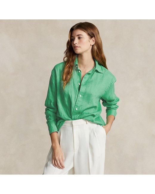 Polo Ralph Lauren Green Oversize Fit Linen Shirt