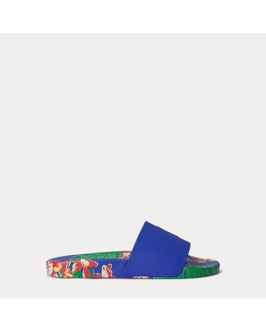 Polo Ralph Lauren Blue Floral-Print Slide for men