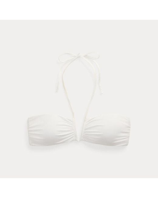 Ralph Lauren Brown Gesmoktes Bandeau-Bikinitop