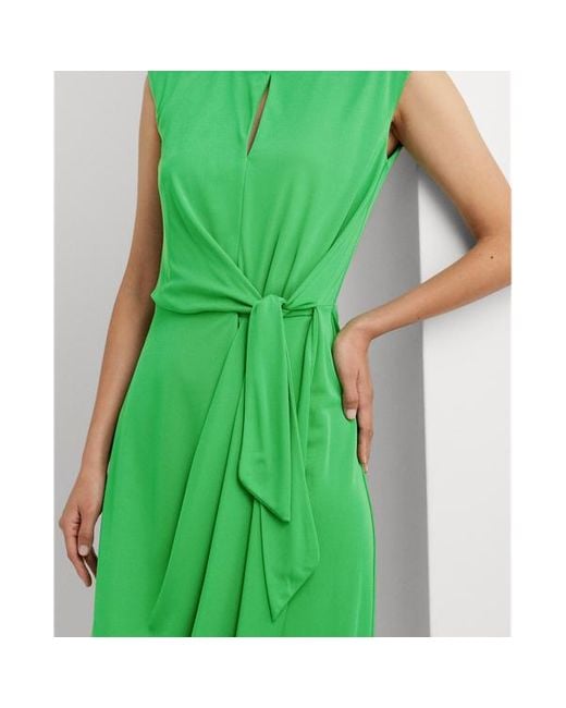 Lauren by Ralph Lauren Green Stretch Jersey Tie-front Dress