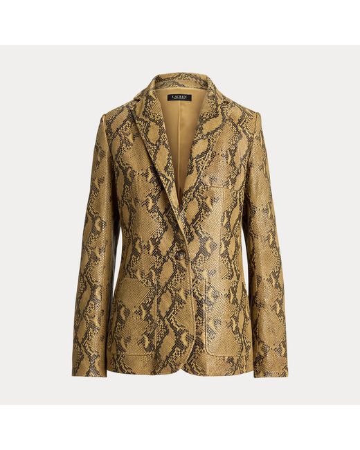 Ralph Lauren Lamsleren Blazer Met Pythonreliëf in het Brown