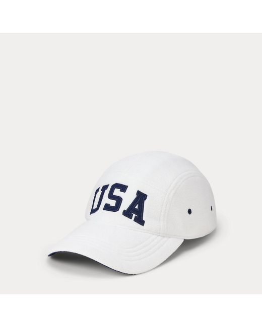 Ralph Lauren White Flag Fleece Cap for men