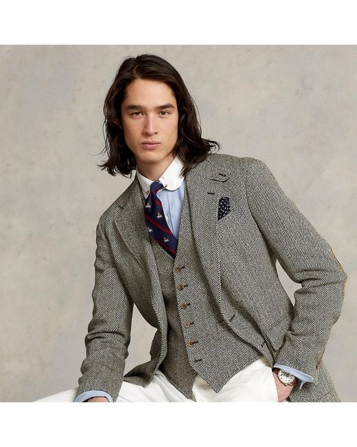 Ralph Lauren The Rl67 Linenblend Herringbone Jacket in Gray for Men Lyst