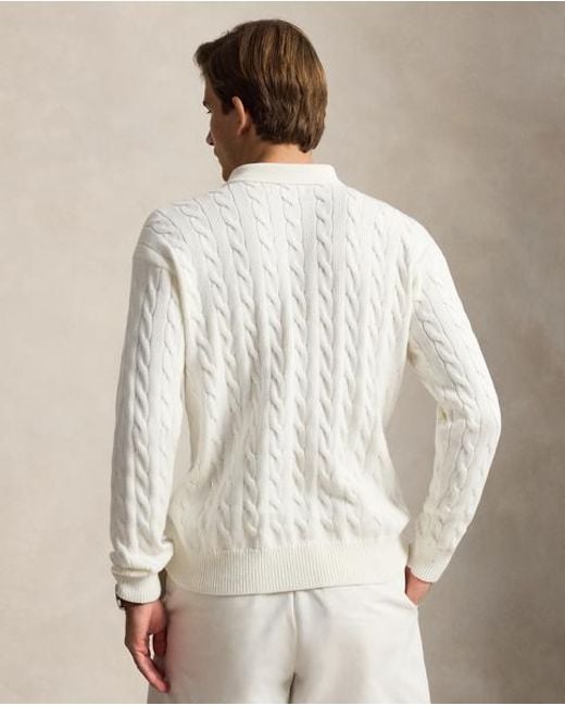 Polo Ralph Lauren Gray Relaxed Fit Cable-Knit Cotton Jumper for men