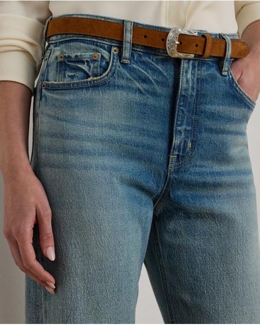 Ralph Lauren Blue High-Rise Straight Wide-Leg Jean