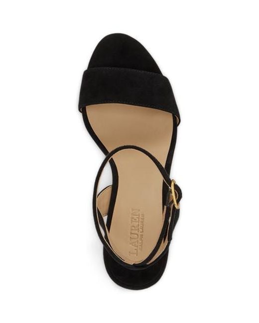 Ralph Lauren Black Gracy Sheep-Suede Sandal