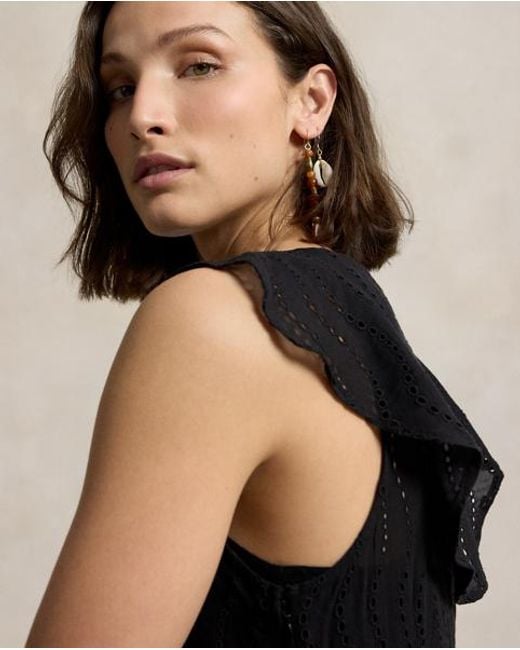 Polo Ralph Lauren Black Eyelet Gauze Dress