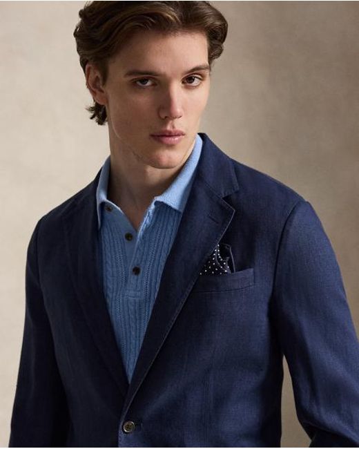 Polo Ralph Lauren Blue Polo Soft Modern Fit Linen-Blend Jacket for men