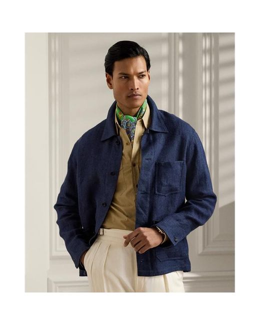 Chaqueta Burnham de seda y lino Ralph Lauren Purple Label de hombre de color Blue