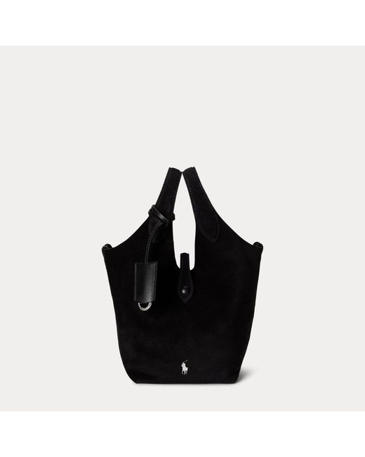 Polo Ralph Lauren Gray Polo Play Suede Small Tote & Crossbody
