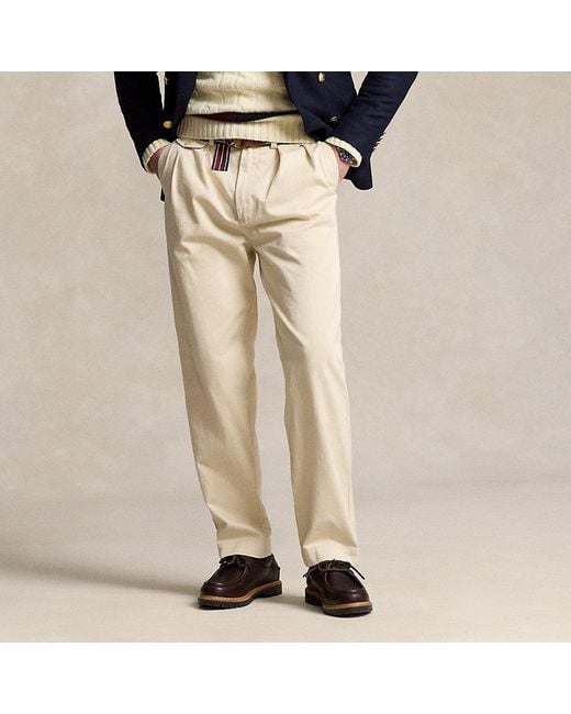 Polo Ralph Lauren Whitman Relaxed Fit Pleated Trouser in Natural for Men Lyst UK