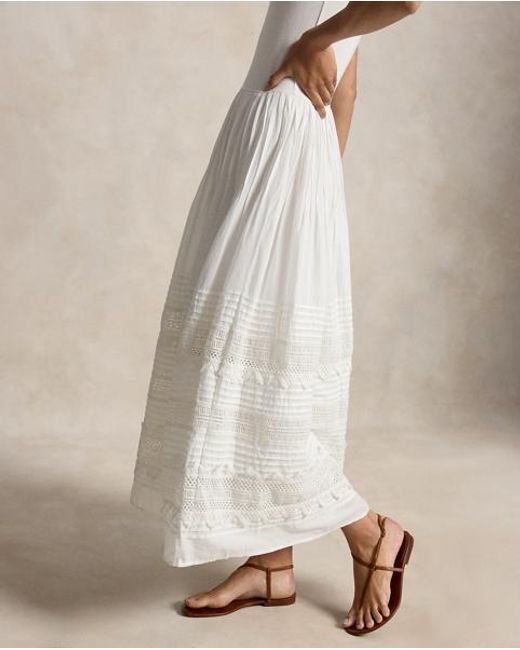 Polo Ralph Lauren White Lace-Trim Tank Dress
