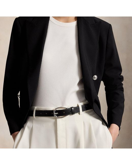 Ralph Lauren Black Stirrup-Buckle Leather Belt