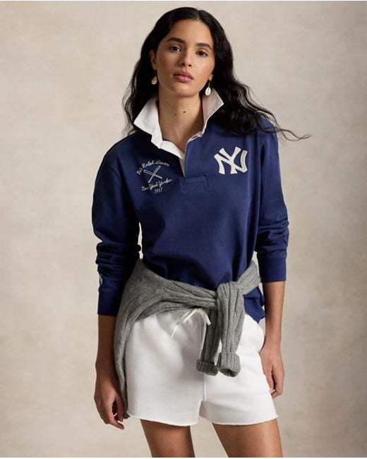 Polo Ralph Lauren Blue Polo Ralph Lauren Lauren Yankees Rugby Shirt for men