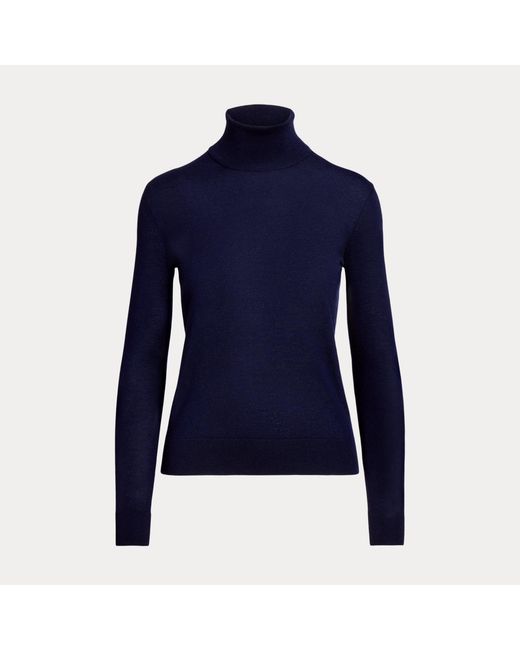 Ralph Lauren Blue Cashmere Roll Neck Jumper
