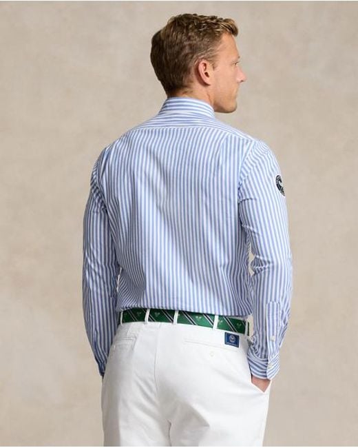 Polo Ralph Lauren Blue Wimbledon Umpire Striped Twill Shirt for men