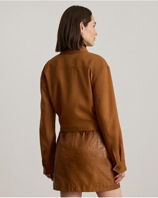 Chaqueta Recortada De Sarga Con Hebilla Ralph Lauren de color Brown